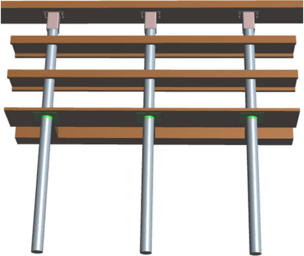 An illustration of the support system beams and girders